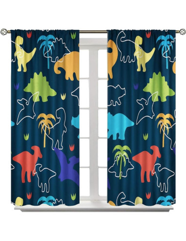 Cortinas Opacas de Dinosaurios ShiTingYu 2 Piezas 107x214 cm