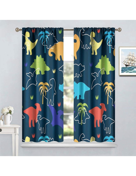 Cortinas Opacas de Dinosaurios ShiTingYu 2 Piezas 107x214 cm