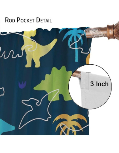 Cortinas Opacas de Dinosaurios ShiTingYu 2 Piezas 107x214 cm