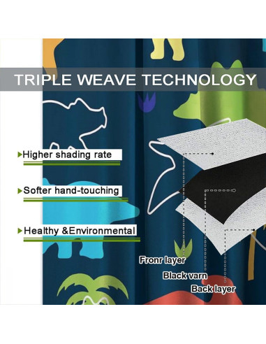 Cortinas Opacas de Dinosaurios ShiTingYu 2 Piezas 107x214 cm