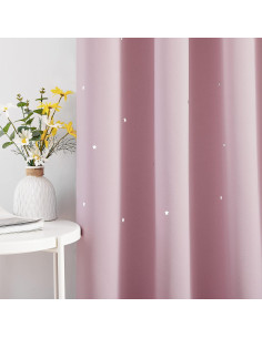 Cortina Oscurecedora NICETOWN Rosa Bebé 86x114 cm Estrellas 2