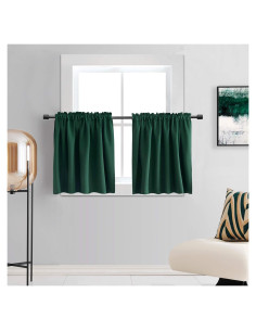 Cortinas Tiers DONREN Verde Cazador 2 Paneles Blackout 42x36cm