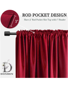 Cortinas Opacas DONREN Rojo 76 x 91 cm 2 Paneles 2