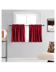 Cortinas Opacas DONREN Rojo 42x24 cm para Ventanas