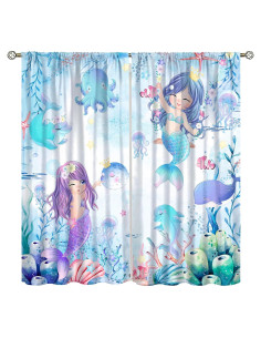 Cortinas de Sirena AAVEUP 53x114 cm para Niñas - Azul