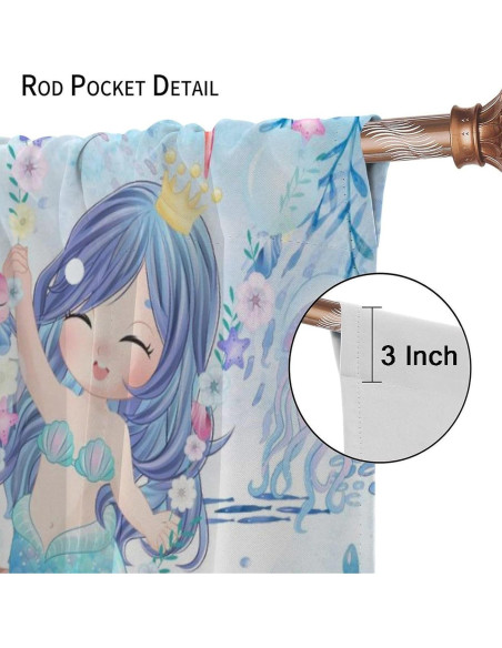Cortinas de Sirena AAVEUP 53x114 cm para Niñas - Azul