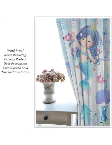 Cortinas de Sirena AAVEUP 53x114 cm para Niñas - Azul