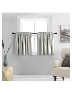 Cortinas Cortas DONREN 42x60 cm Gris Claro 2 Paneles