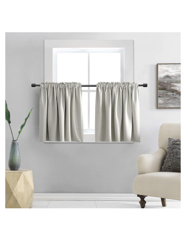 Cortinas Cortas DONREN 42x60 cm Gris Claro 2 Paneles