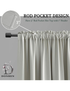 Cortinas Cortas DONREN 42x60 cm Gris Claro 2 Paneles 2