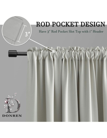 Cortinas Cortas DONREN 42x60 cm Gris Claro 2 Paneles