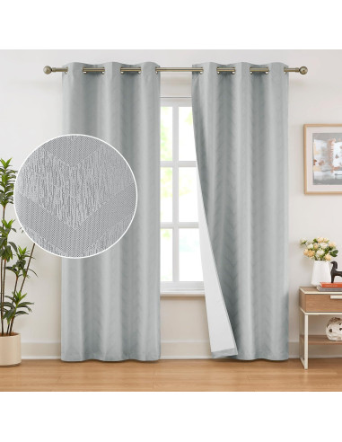 Cortinas Blackout Treatmentex Chevron 2 Pcs 101,6x160 cm Gris