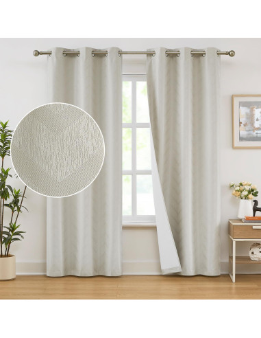 Cortinas Opacas Treatmentex Chevron Marfil 2 Paneles 100% Aislantes