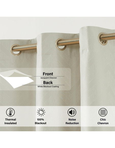 Cortinas Opacas Treatmentex Chevron Marfil 2 Paneles 100% Aislantes