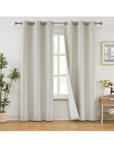 Cortinas Opacas Treatmentex Chevron Marfil 2 Paneles 100% Aislantes
