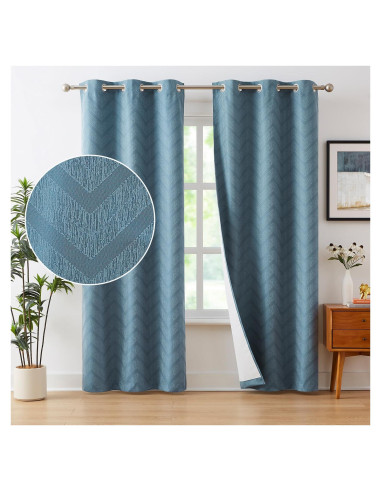 Cortinas Opacas Treatmentex Chevron Azul 40x63 cm 2 Pcs