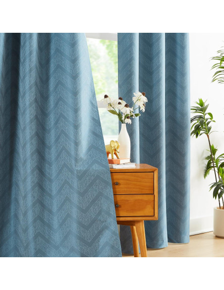 Cortinas Opacas Treatmentex Chevron Azul 40x63 cm 2 Pcs