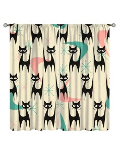 Cortinas Opacas Focusbrite 2 Paneles 107x137cm Gato Abstracto