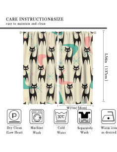 Cortinas Opacas Focusbrite 2 Paneles 107x137cm Gato Abstracto 2