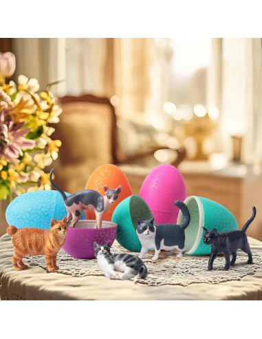 12 Figuras de Gato EYSCOTA Juguetes Realistas 3-8 cm