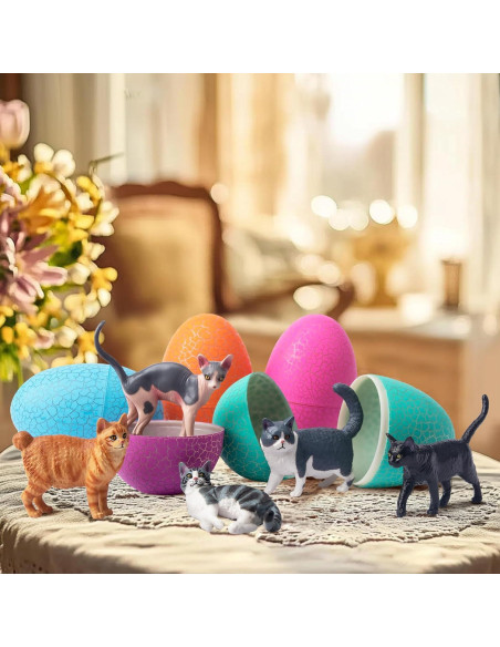 12 Figuras de Gato EYSCOTA Juguetes Realistas 3-8 cm