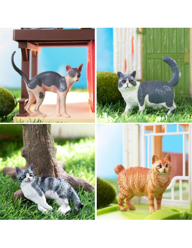 12 Figuras de Gato EYSCOTA Juguetes Realistas 3-8 cm