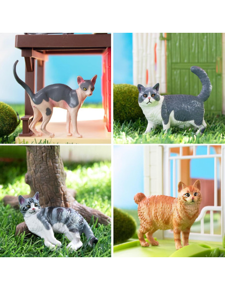 12 Figuras de Gato EYSCOTA Juguetes Realistas 3-8 cm