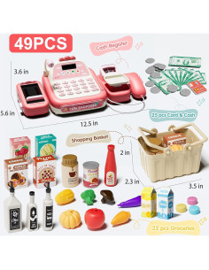 Caja Registradora Juguete Stactcute 49 Piezas Rosa 2