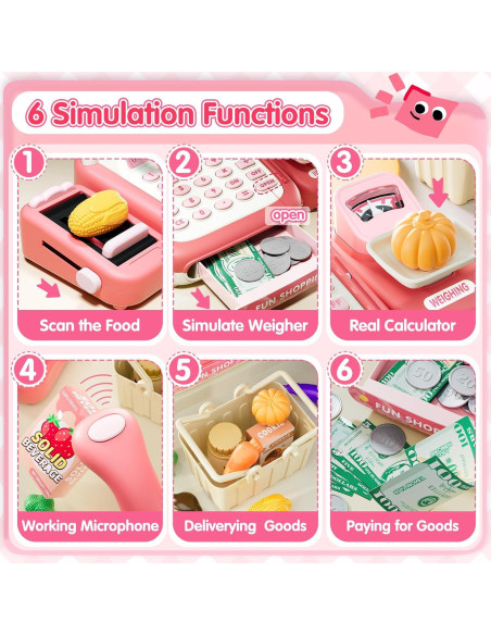 Caja Registradora Juguete Stactcute 49 Piezas Rosa