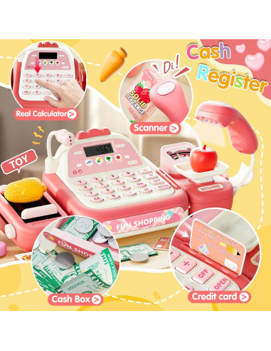Caja Registradora Juguete Stactcute 49 Piezas Rosa