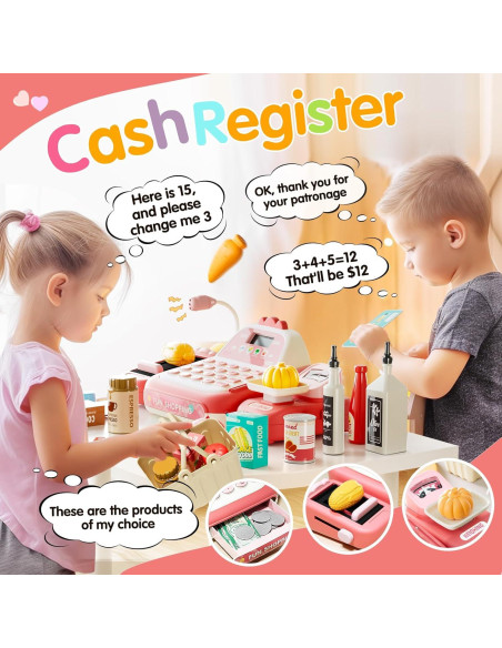 Caja Registradora Juguete Stactcute 49 Piezas Rosa