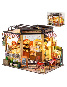 Kit Casa Miniatura DIY QatmMkt Panadería con Muebles y LED