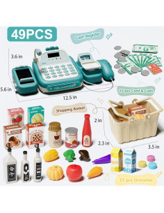 Caja Registradora Juguete Stactcute 49PCS Verde con Calculadora 2