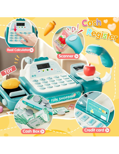 Caja Registradora Juguete Stactcute 49PCS Verde con Calculadora