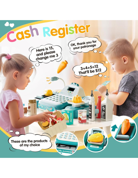 Caja Registradora Juguete Stactcute 49PCS Verde con Calculadora