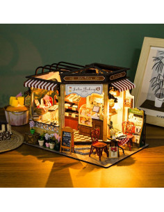 Kit Casa Miniatura DIY QatmMkt Panadería con Muebles y LED 2