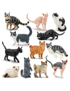 12 Figuras de Gato EYSCOTA Juguetes Realistas 3-8 cm