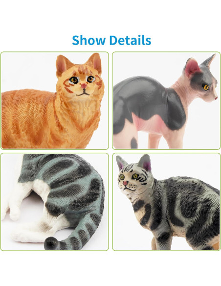 12 Figuras de Gato EYSCOTA Juguetes Realistas 3-8 cm