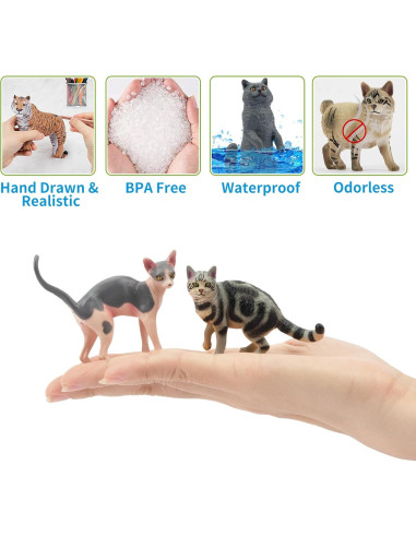 12 Figuras de Gato EYSCOTA Juguetes Realistas 3-8 cm