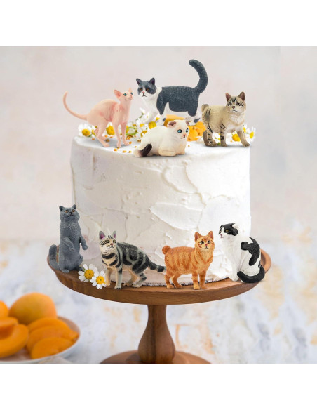 12 Figuras de Gato EYSCOTA Juguetes Realistas 3-8 cm