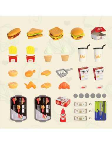 71 Piezas Juguetes de Comida Rápida ACROFEK - Cocina Infantil
