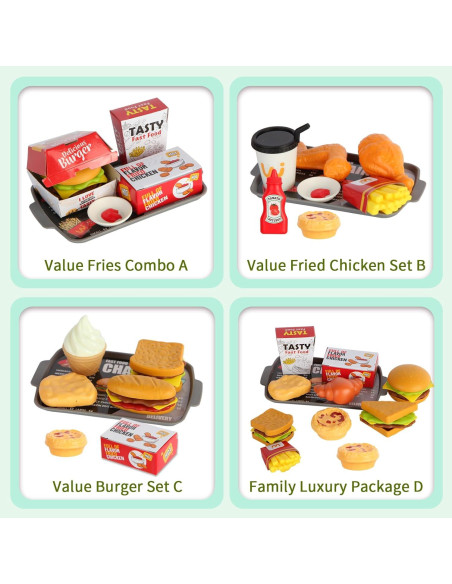 71 Piezas Juguetes de Comida Rápida ACROFEK - Cocina Infantil