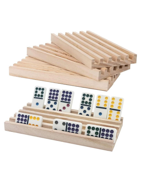 Juego de 4 bandejas de dominó de madera ESSAJOY - Organizador Juego de 4 bandejas de dominó de madera ESSAJOY - Organizador
