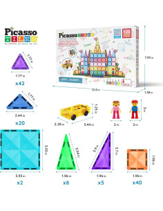 PicassoTiles Bloques Magnéticos 120 Piezas Mini Viaje 2