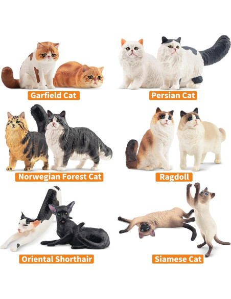 12 Figuras de Gato Realistas EYSCOTA Juguete Decorativo