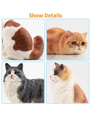 12 Figuras de Gato Realistas EYSCOTA Juguete Decorativo