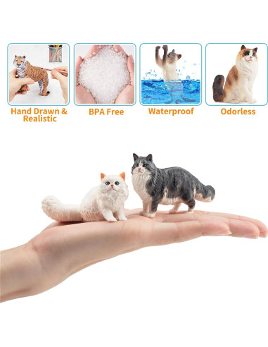 12 Figuras de Gato Realistas EYSCOTA Juguete Decorativo