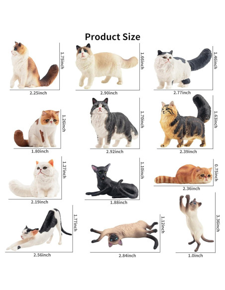 12 Figuras de Gato Realistas EYSCOTA Juguete Decorativo
