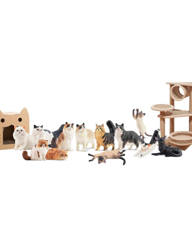 12 Figuras de Gato Realistas EYSCOTA Juguete Decorativo