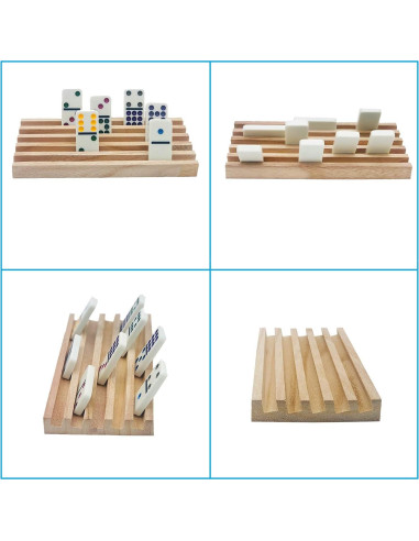 Juego de 4 bandejas de dominó de madera ESSAJOY - Organizador